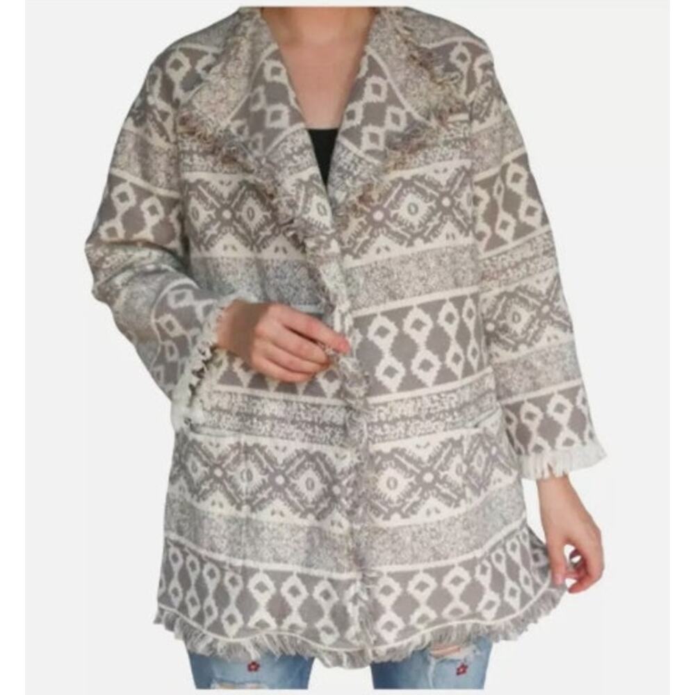 World Market Embroidered Sweater Throw Afghan Style Small‎ Cotton Fring Detail